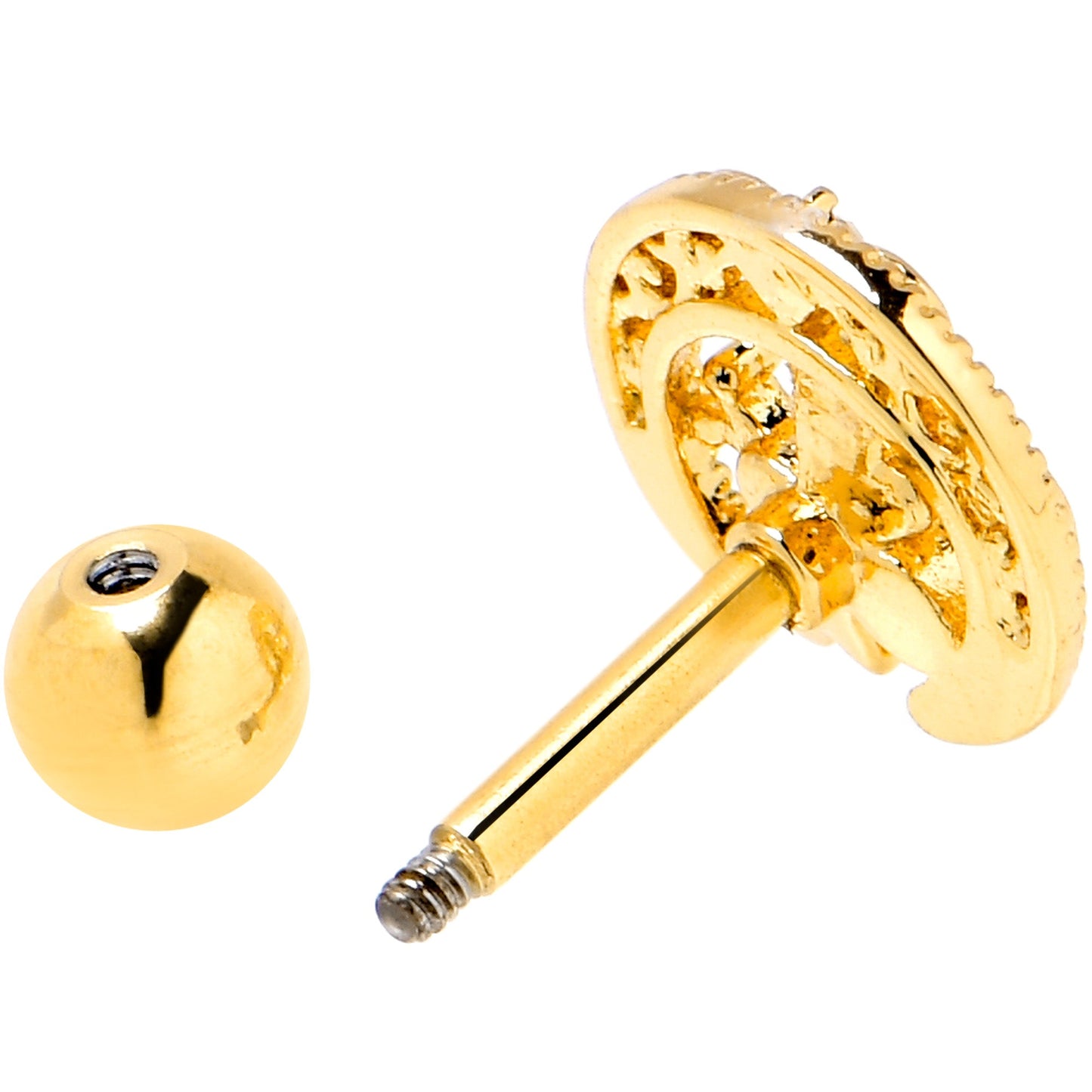 16G 1/4 Clear Gem Gold Tone Lunar Dragonfly Cartilage Earring