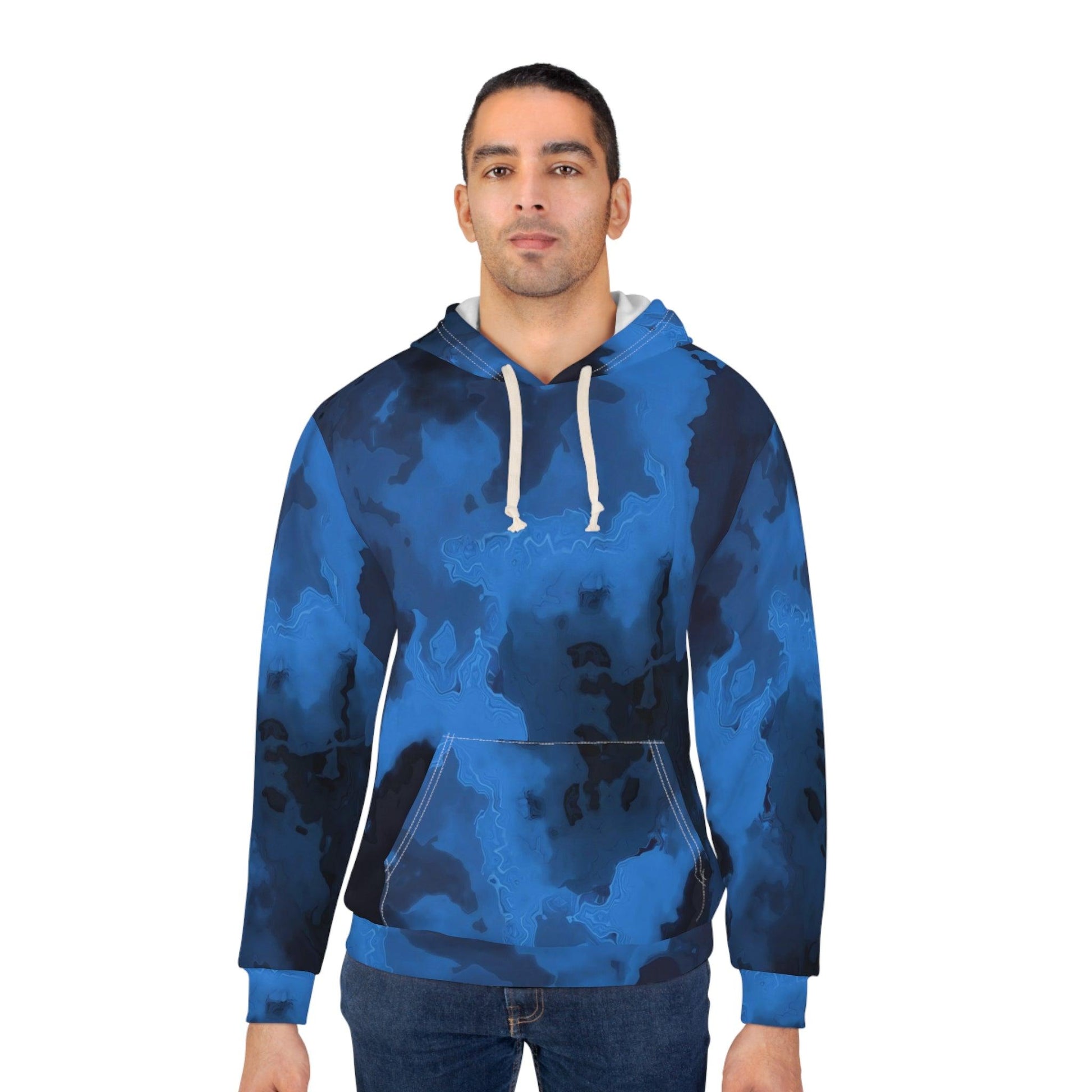 Blue On Black Rock Design Unisex Pullover Hoodie - Lizard Vigilante