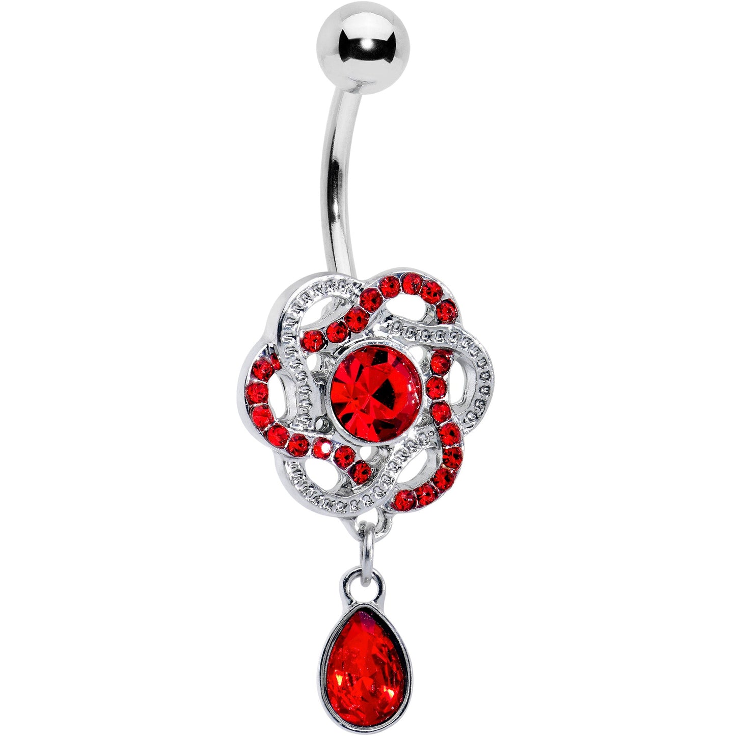Red Gem Celtic Knot Elegance Dangle Belly Ring