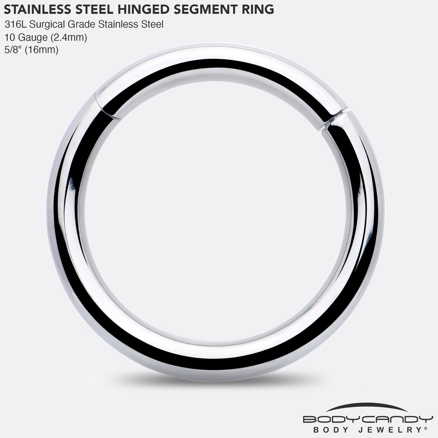 10G 5/8 316L Surgical Steel Precision Hinged Segment Hoop