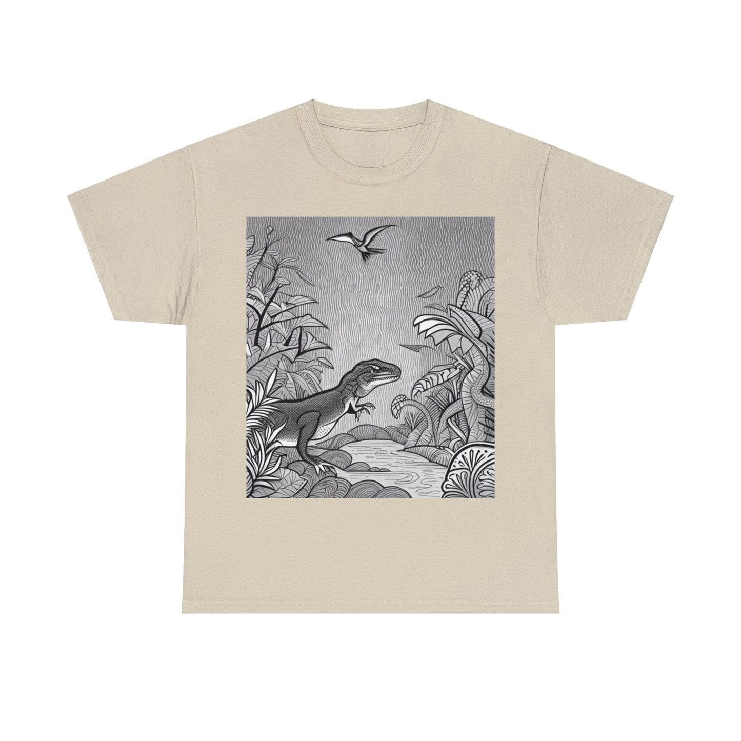 Prehistory Scene Unisex Heavy Cotton Tee - Lizard Vigilante