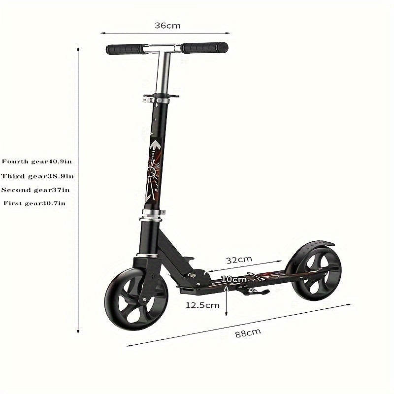 Double Brake Foldable Adult and Youth Scooter – Adjustable Height, Lightweight, Maximum Load Capacity 220LB - Premium  from Lizard Vigilante - Just $74.88! Shop now at Lizard Vigilante