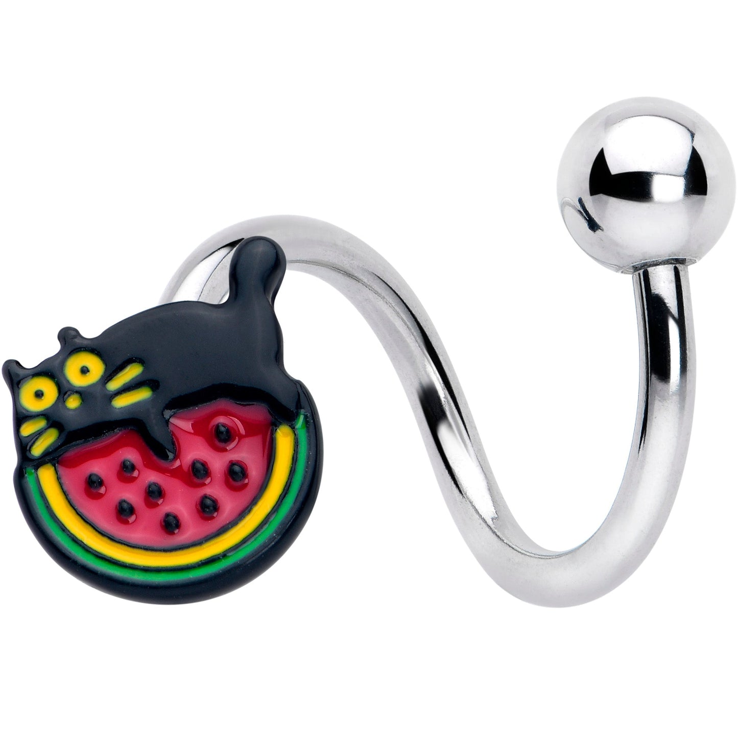 Watermelon Cat Love Spiral Twister Belly Ring