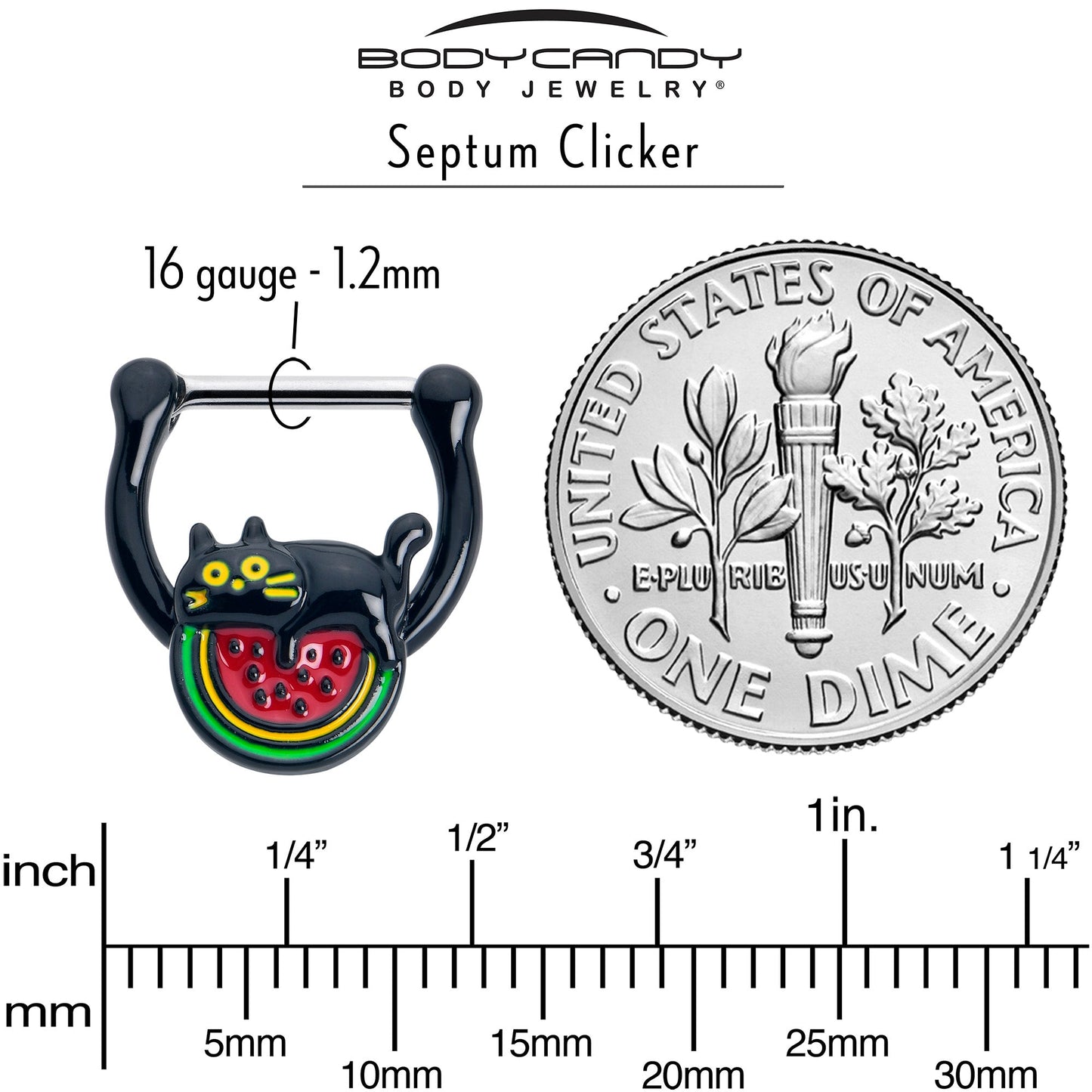 16G 5/16 Watermelon Cat Love Cartilage Clicker Ring