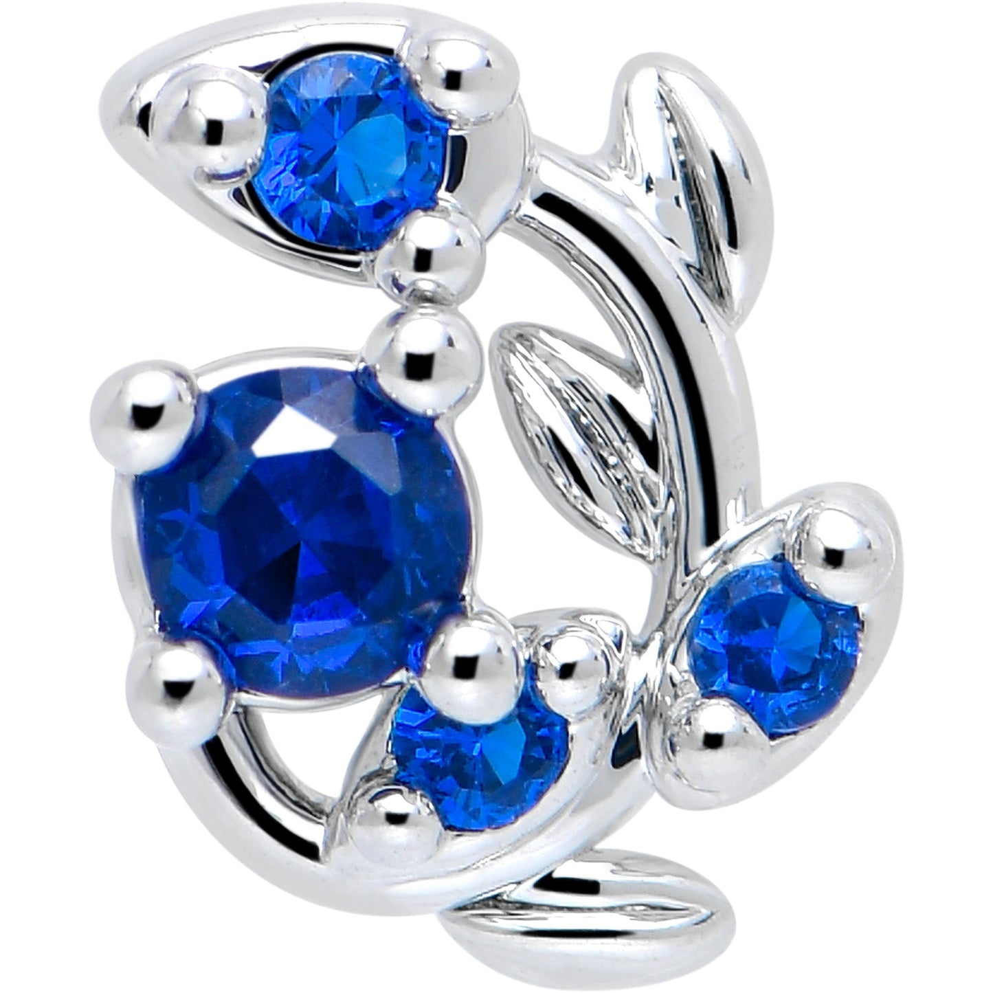 16G 1/4 Blue Gem Twining Vine Flatback Stud
