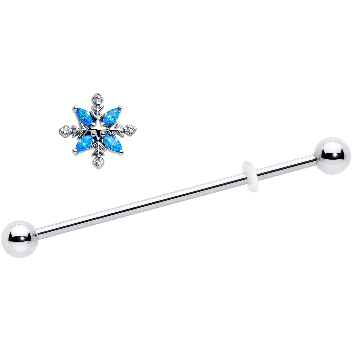 14G Blue CZ Gem Classic Flower Industrial Barbell 38mm