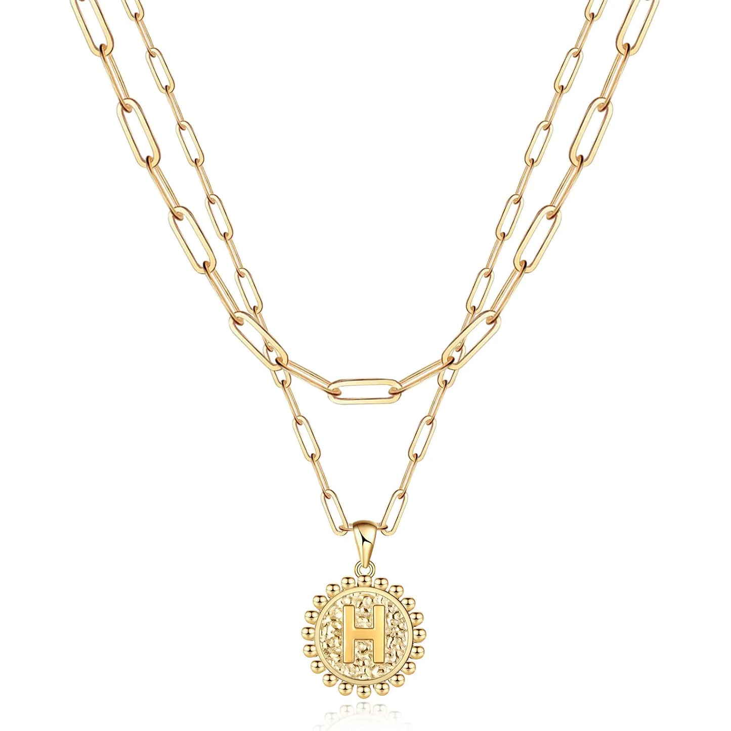 Weiyanfnr Gold Initial Necklaces for Women Gold Chain Necklace Layered Paperclip Chain Necklaces for Women Jewelry Gifts (T)