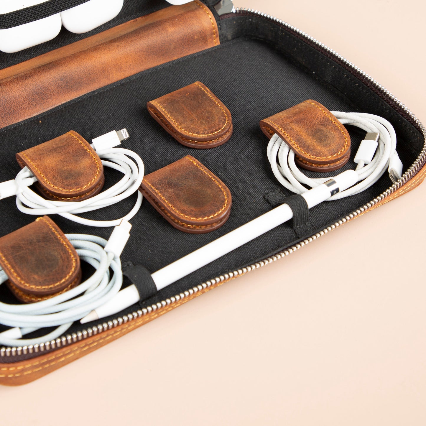 Leather Tech Organizer Case - Rich Brown - Oslo