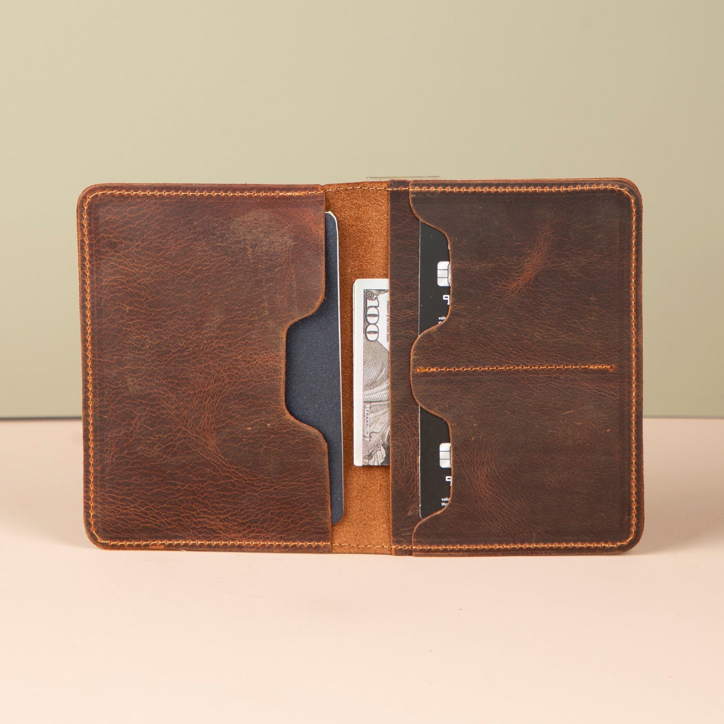 Leather Passport Holder - Dark Brown - Milan