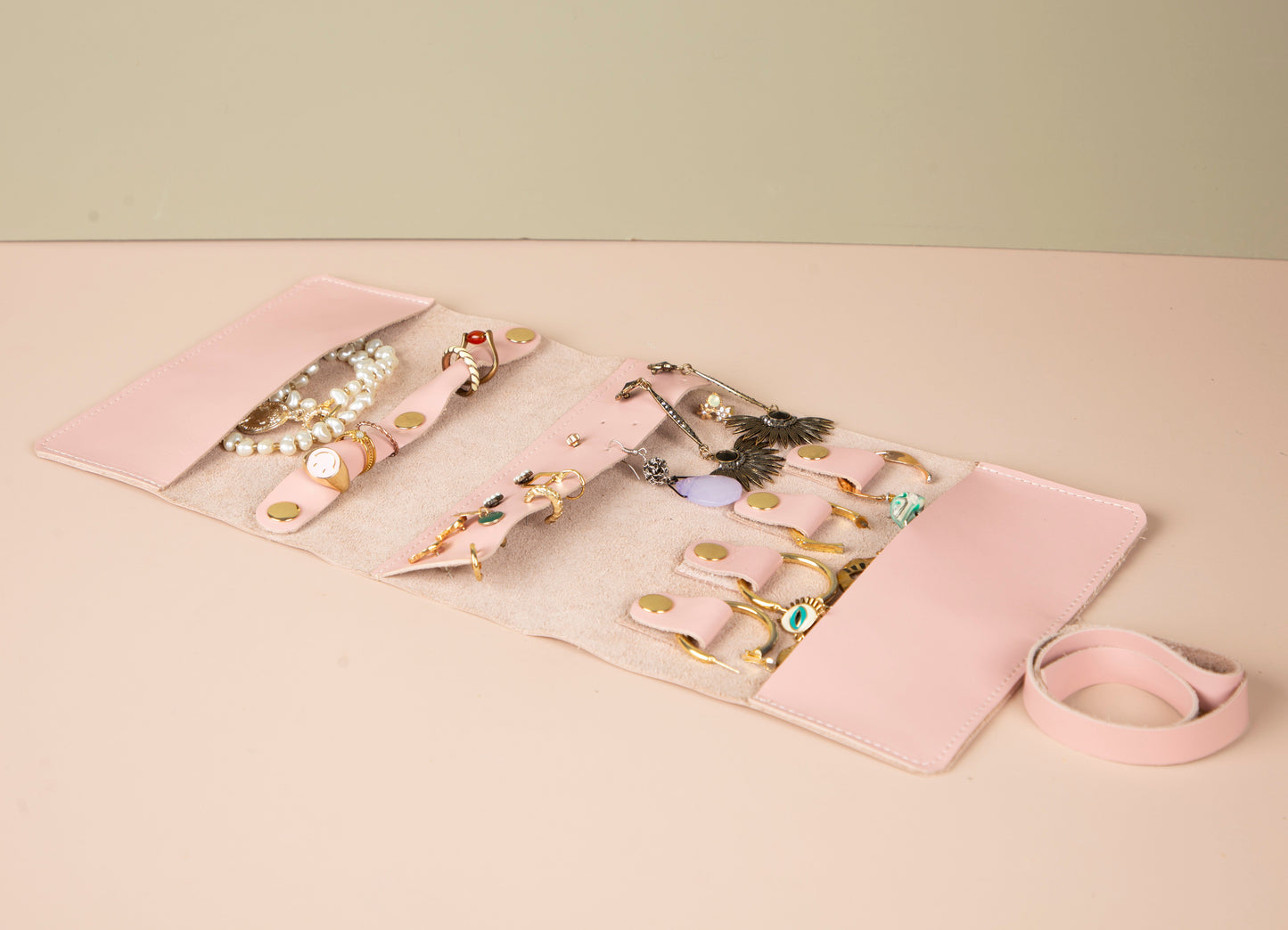 Leather Jewelry Roll - Blush Pink - Florence