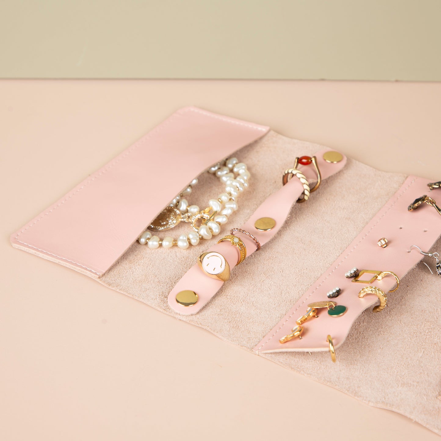 Leather Jewelry Roll - Blush Pink - Florence