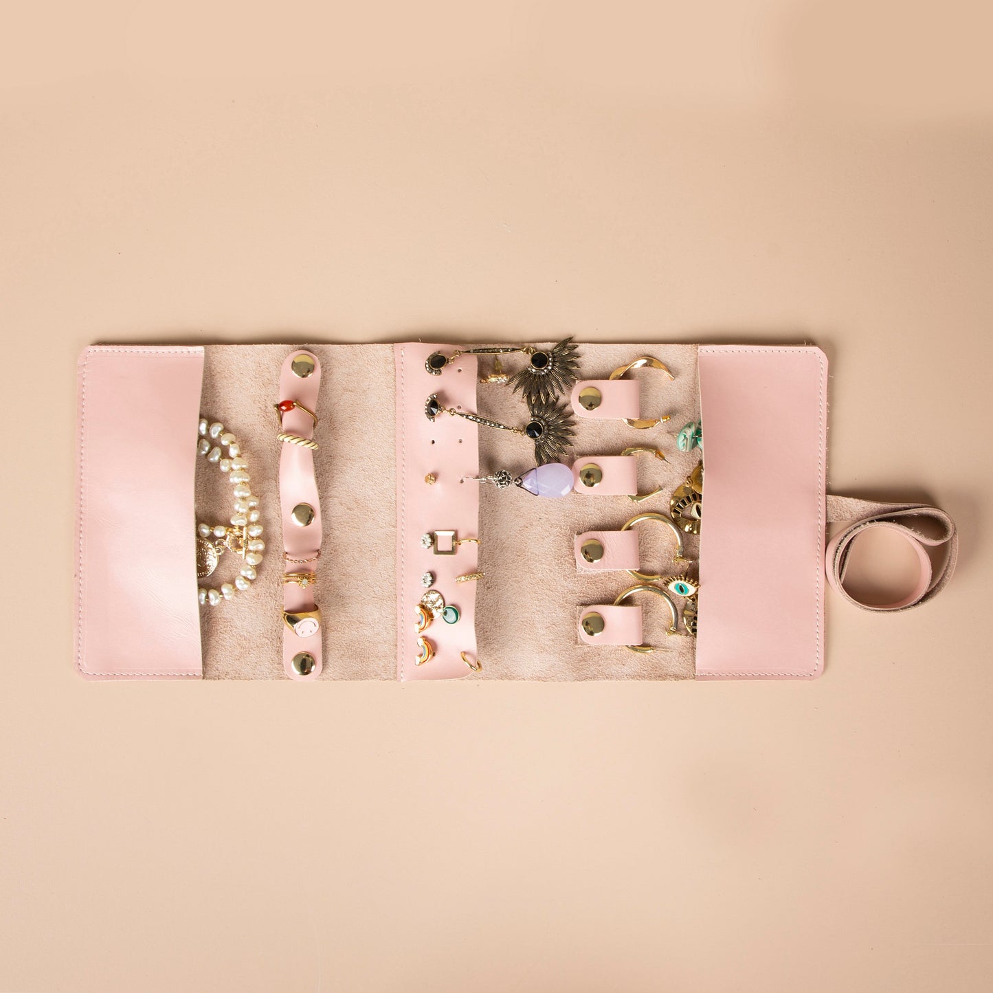 Leather Jewelry Roll - Blush Pink - Florence