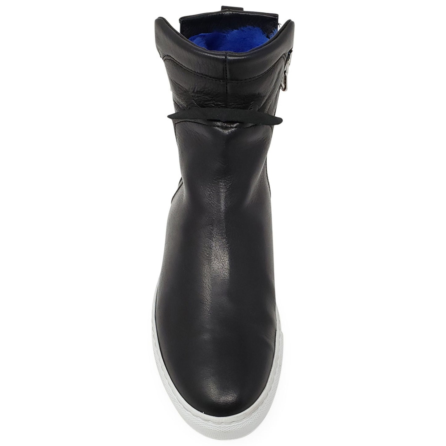 Black Leather Double Zip Shearling Boot