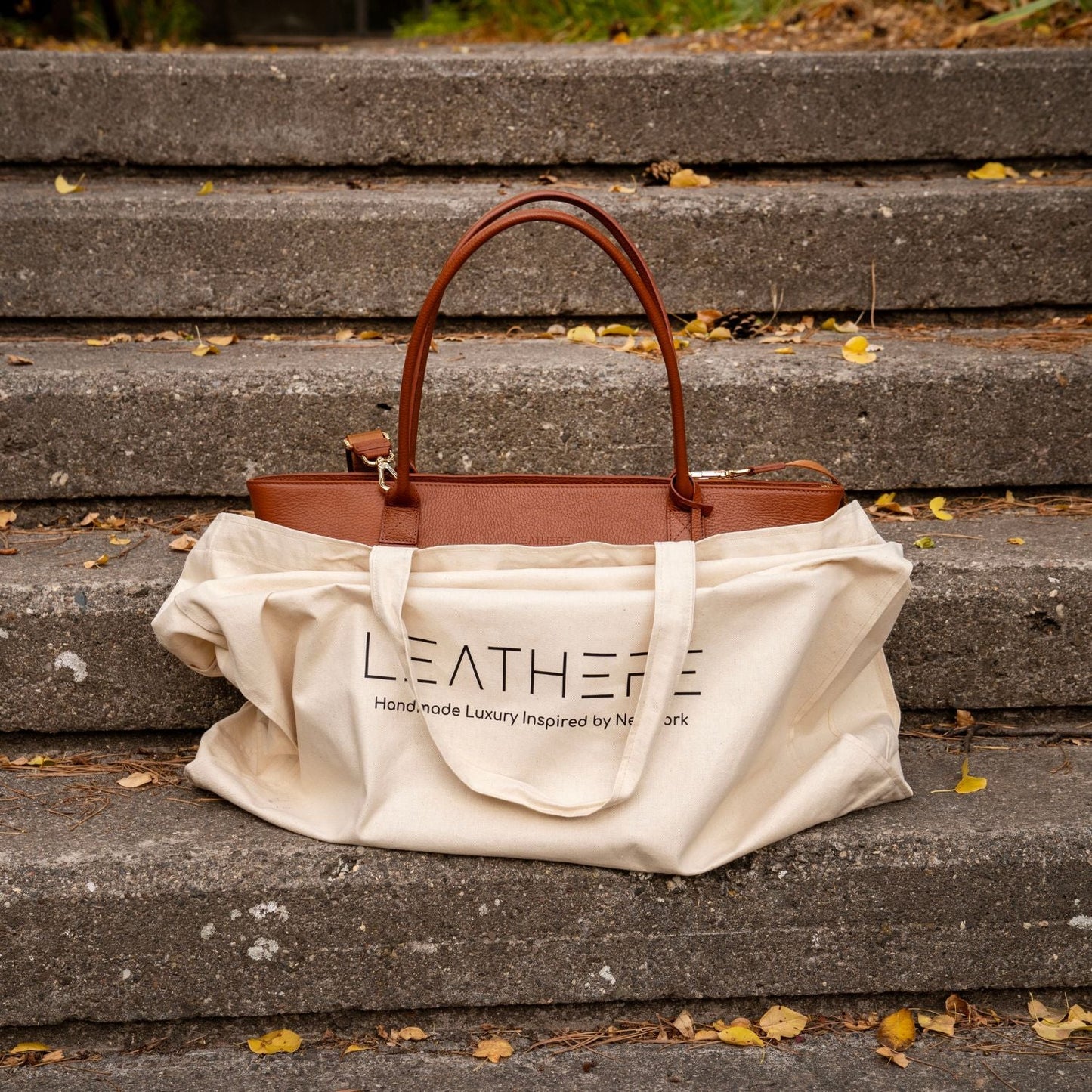 The Leathere New York Tote - Cognac