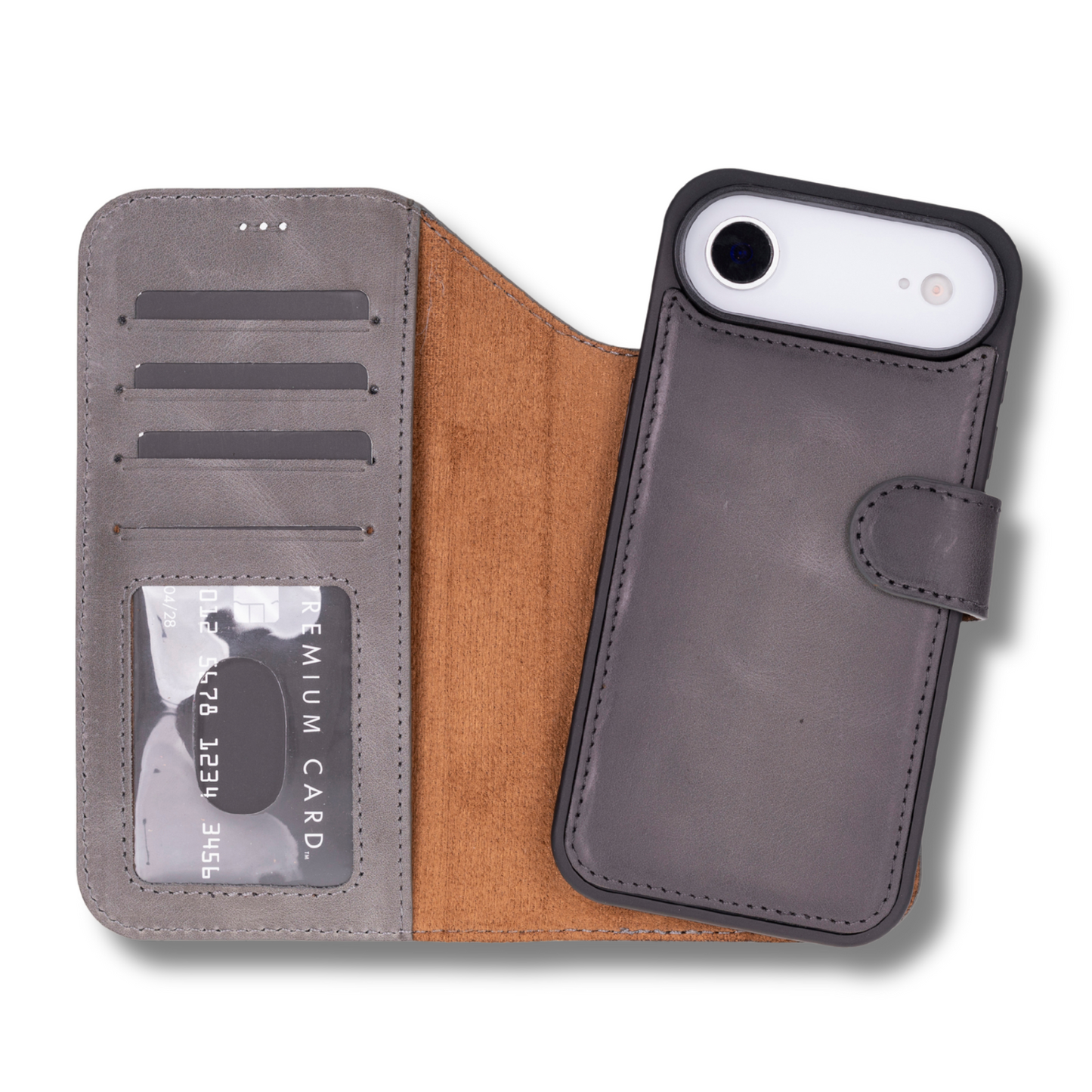 Premium Leather iPhone Air Wallet Case – Gray - Austin