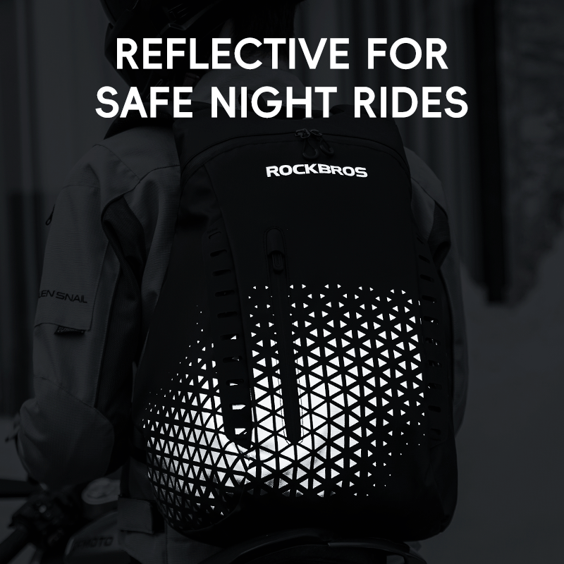 ROCKBROS High-Capacity 14.5L Helmet Backpack with Reflective Safety Design