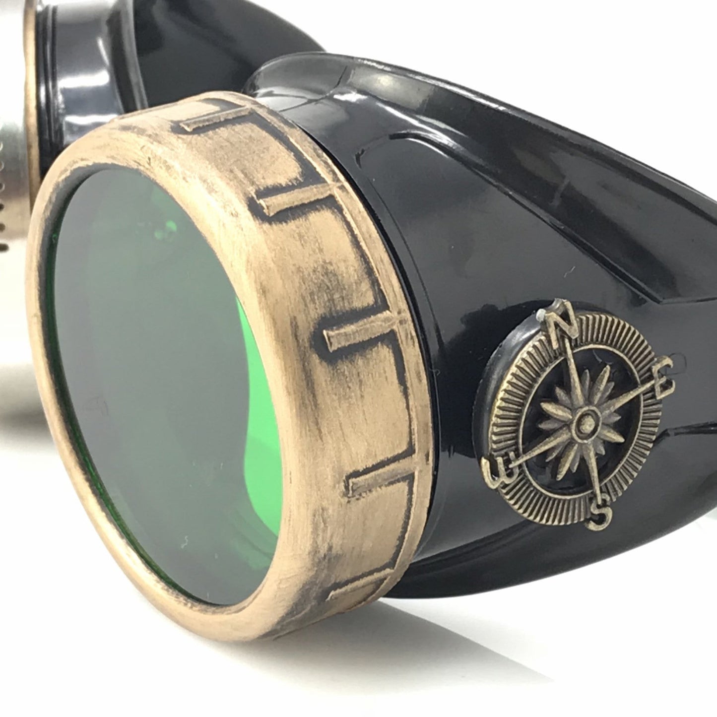 Steampunk Goggles with magnifying loupes green lenses