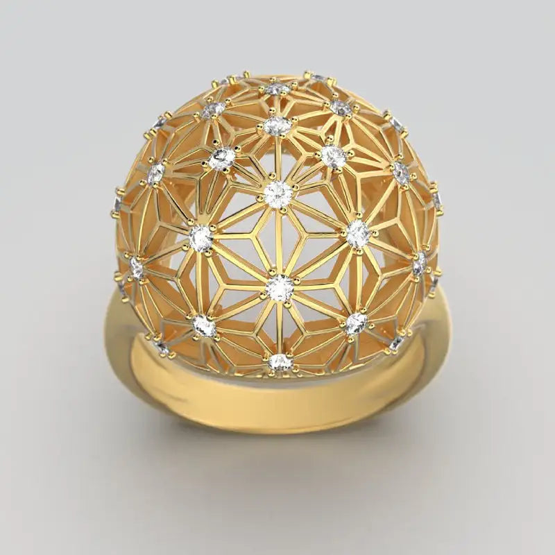 Hollow Spherical Diamond-studded Ring Design