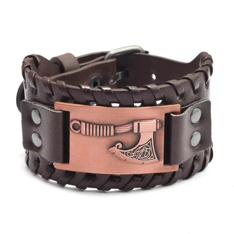 New Trendy Wide Leather Pirate Compass Bracelet Men's Bracelet Fashion Metal Compass Pattern Bracelet Accessories Party Jewelry - Premium Accessories from Lizard Vigilante - Just $17.99! Shop now at Lizard Vigilante