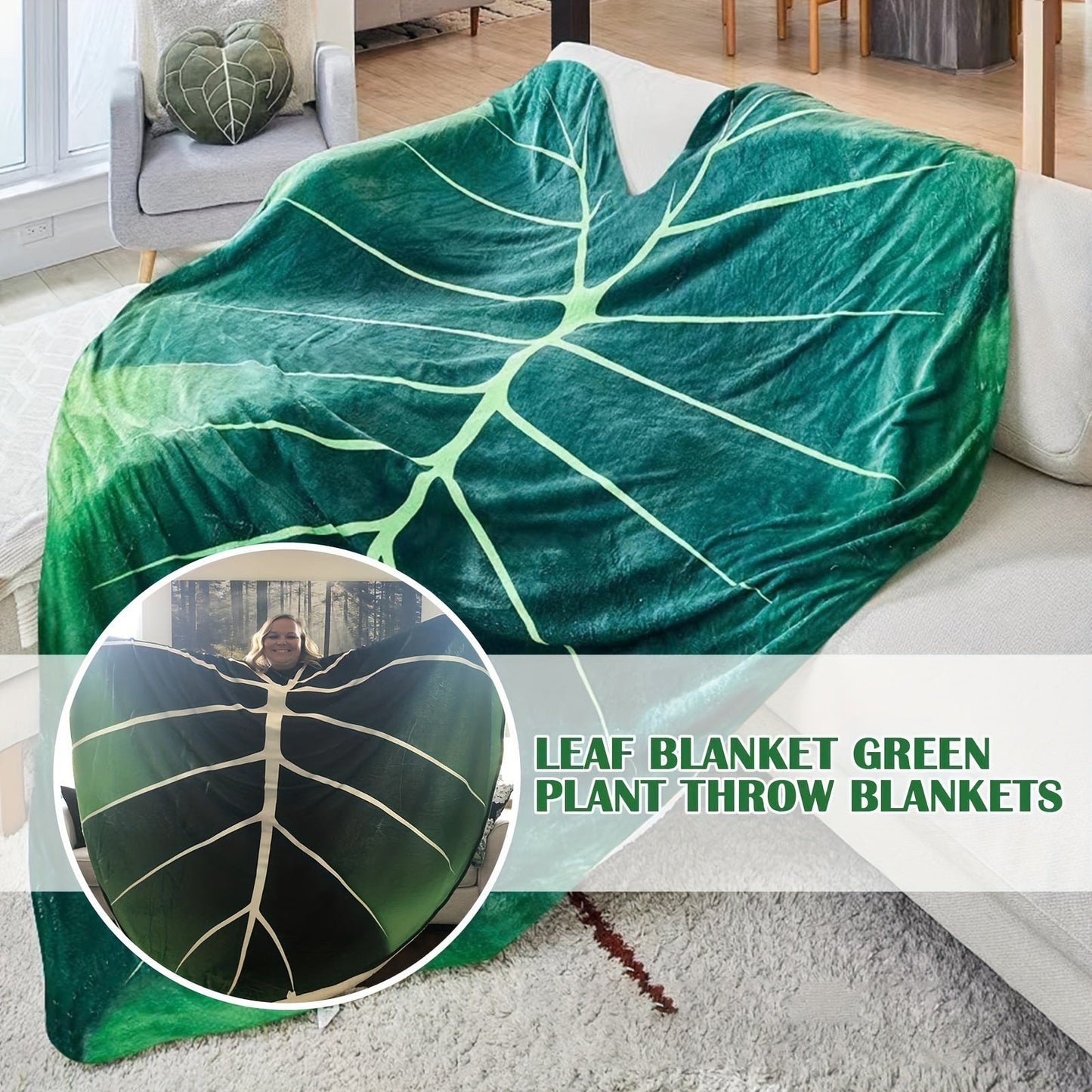 Soft Geometric Leaf All-Season Throw - Chic, Cozy & Versatile Blanket for Home and Travel, Lunch break, Easy Maintenance