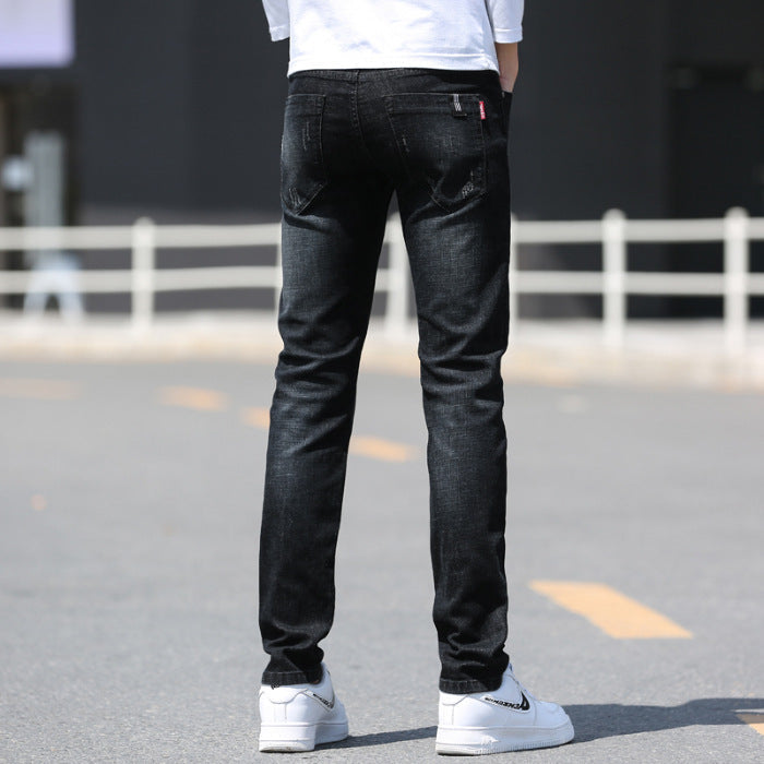 Spring And Summer Denim Trousers Men's Slim Straight Stretch