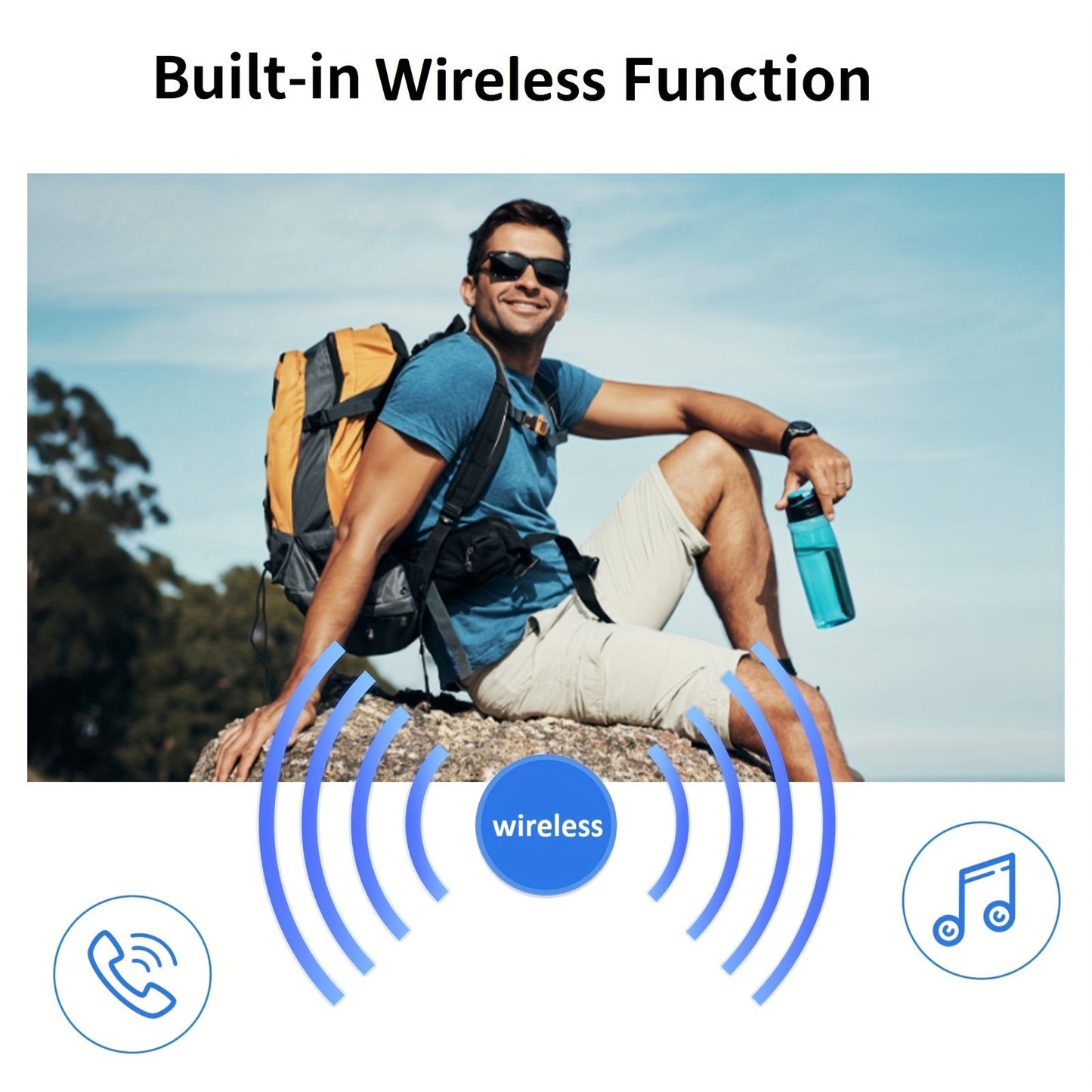 Smart Video Glasses 1080P HD Camera Glasses with Wireless Headset, Open Ear Speaker, AI Real-Time Translation Support 110+ Languages 102° Wide-angle, Sports Outdoor Glasses for Biking, Skiing, Motorcycling, Fishing