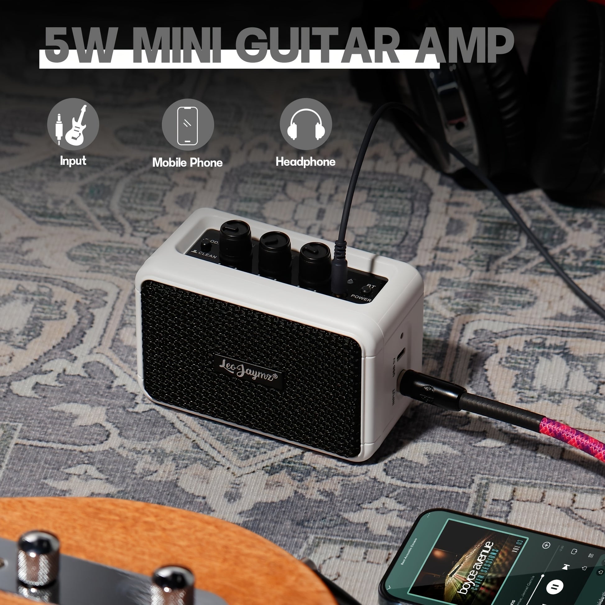 Leo Jaymz Electric Guitar Mini Amplifier - Portable 5W Practice Amp with Bluetooth Dual Speakers - Premium guitar amplifier from Lizard Vigilante - Just $42.99! Shop now at Lizard Vigilante