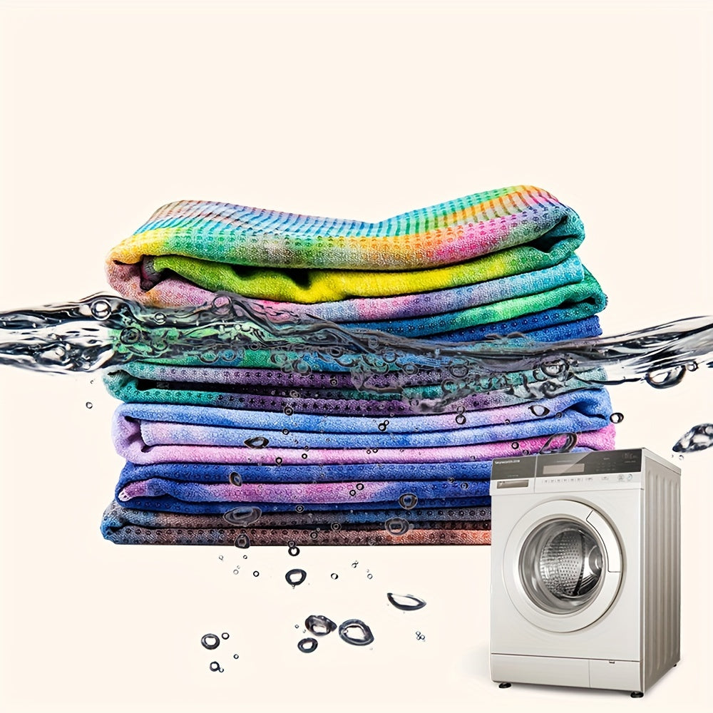 1pc Vibrant Tie-Dye Sweat-Absorbent Non-Slip Yoga Towel with Storage Bag - Soft, Foldable Sports Blanket for Outdoor, Gym, Pilates & Fitness Training, Machine Washable Polyester/Nylon