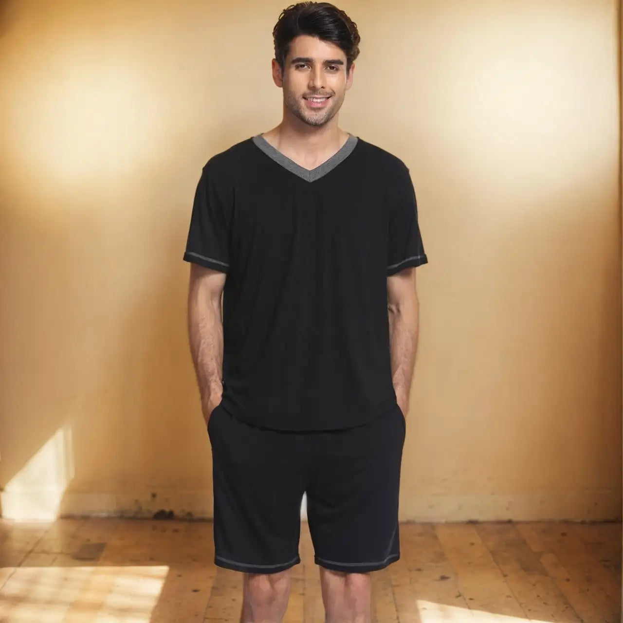 Men's Casual Suit Short-sleeved Shorts Two-piece Set