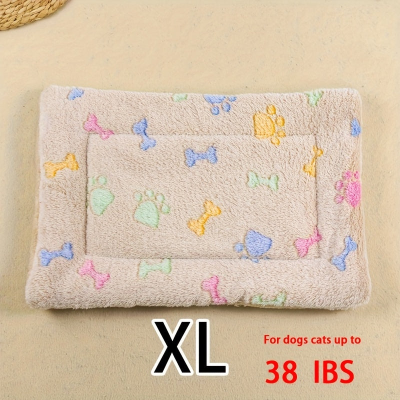All-Season Dirt-Resistant Rectangular Pet Blanket - Comfortable Dog Paw Heart Print Pet Bed, 1pc