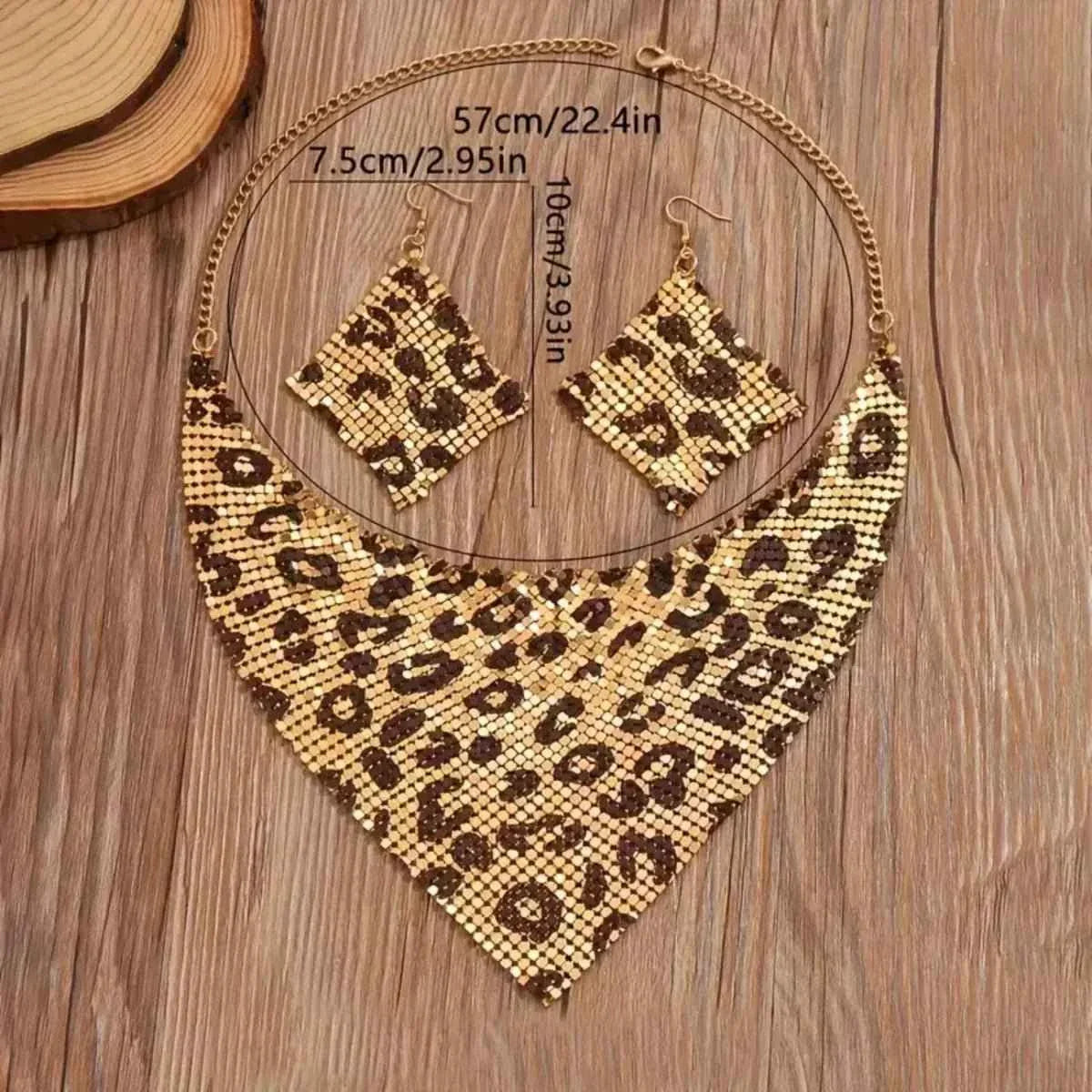 Leopard Necklace and Earrings Jewelry Set