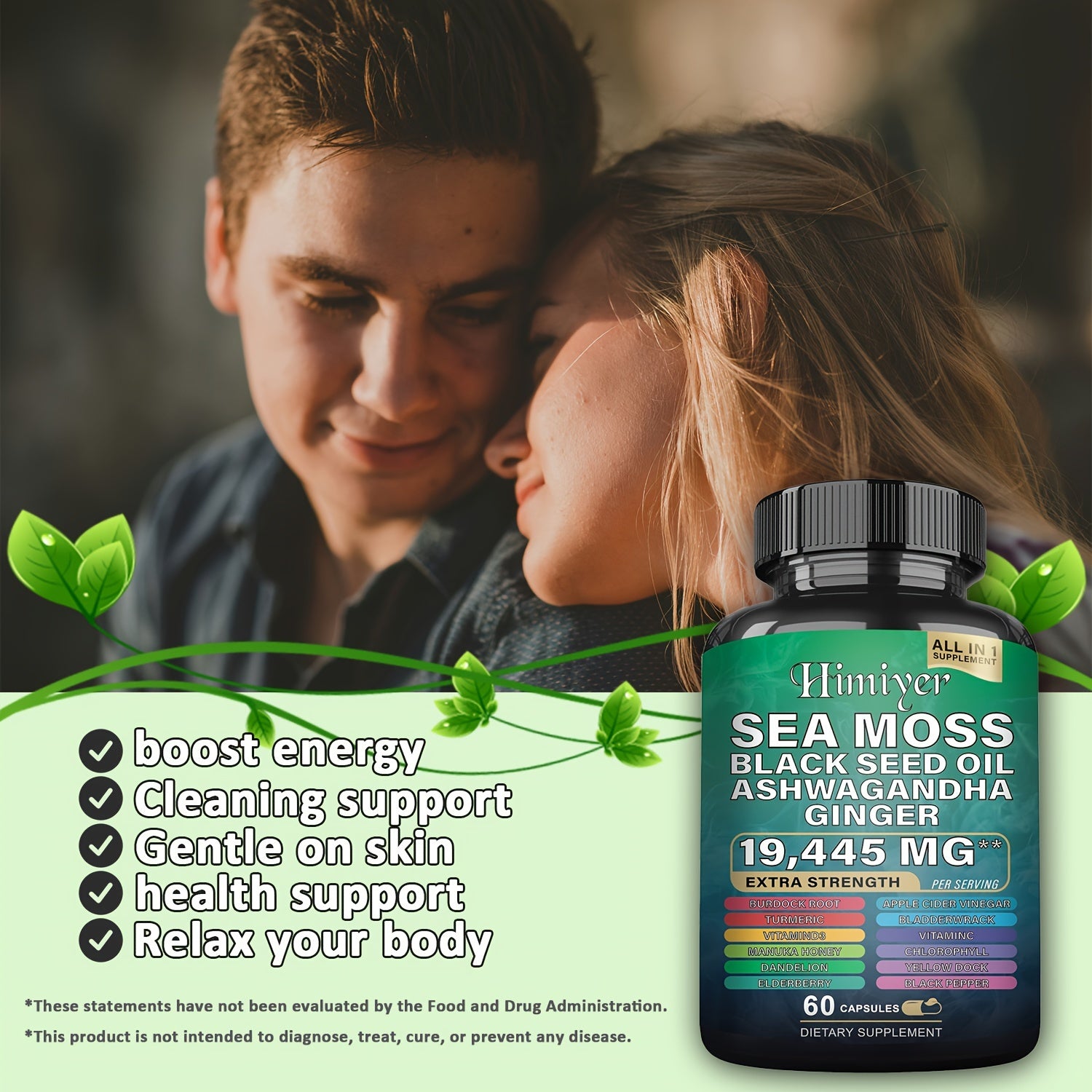 Sports Health Energy Pack, Shilajit And Seamoss Ginger South African Drunken Eggplant Capsule, Sea Moss 7000 Mg, Black Seed Oil 4000 Mg, Ashwagandha 2000 Mg, Ginger And Shilajit 9000 Mg, Rhodiola Rosea 1000 Mg, 19445mg+15250m - Premium  from Lizard Vigilante - Just $10.99! Shop now at Lizard Vigilante