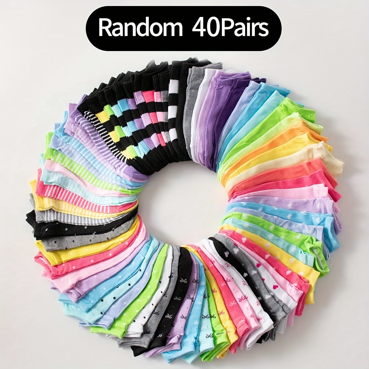 20/40 Pairs Heart Print Socks, Valentine's Day Candy Colored Ankle Socks, Women's Stockings & Hosiery