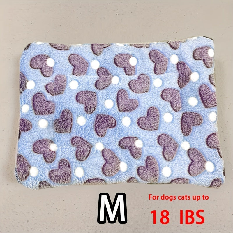 All-Season Dirt-Resistant Rectangular Pet Blanket - Comfortable Dog Paw Heart Print Pet Bed, 1pc