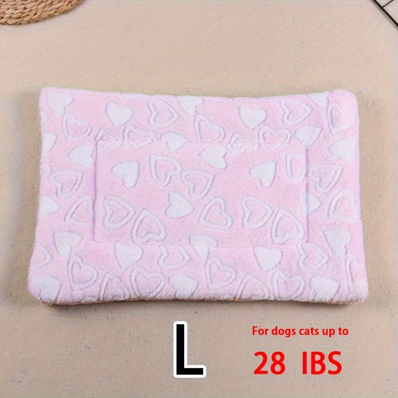 All-Season Dirt-Resistant Rectangular Pet Blanket - Comfortable Dog Paw Heart Print Pet Bed, 1pc