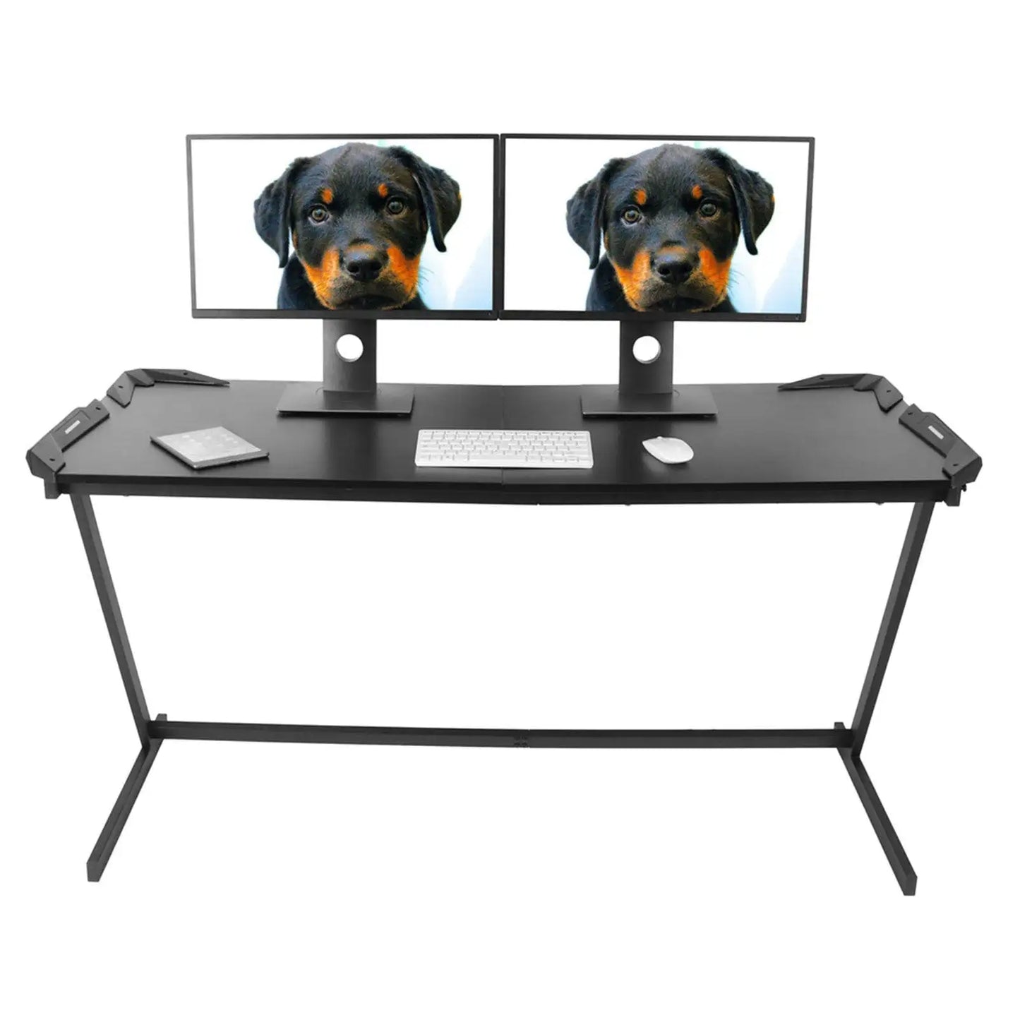 Z Shaped Large Computer Table PC Gaming Desk with RGB LED Light Home Furniture Gaming Supplies