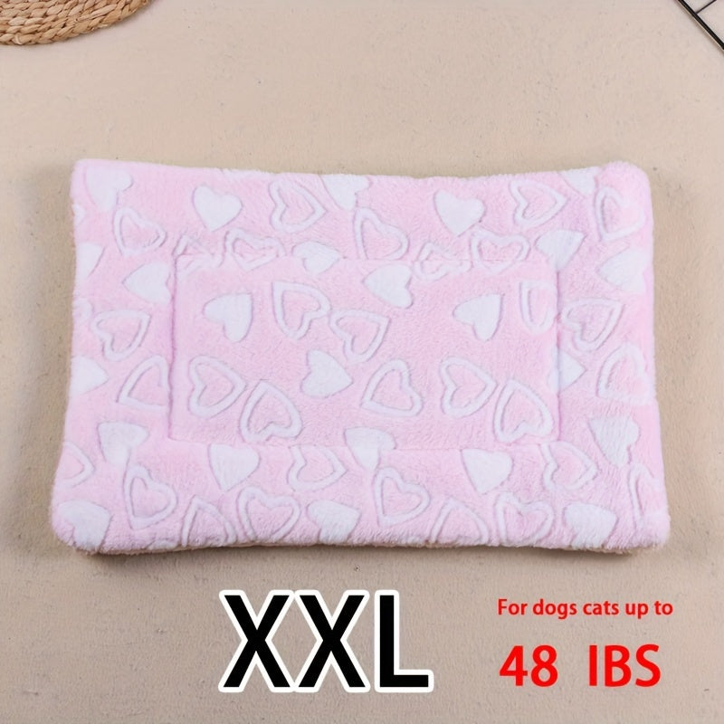 All-Season Dirt-Resistant Rectangular Pet Blanket - Comfortable Dog Paw Heart Print Pet Bed, 1pc
