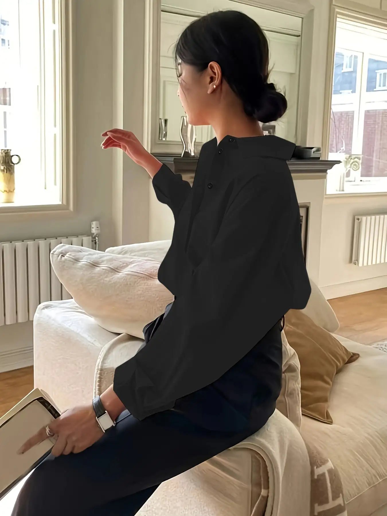 Simple Casual Long Sleeve Solid Color Shirt With Pocket