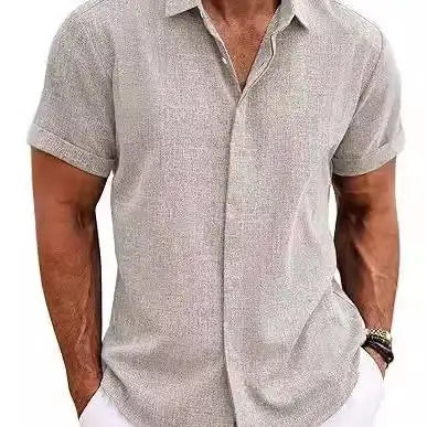Men's Shirt Short Sleeve Casual Buckle