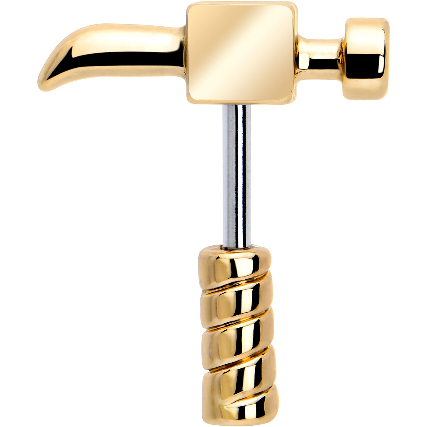 16G 1/4 Gold Tone Optical Illusion Hammer Cartilage Tragus Earring