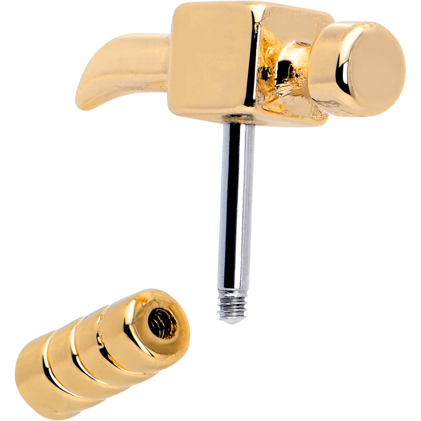 16G 1/4 Gold Tone Optical Illusion Hammer Cartilage Tragus Earring