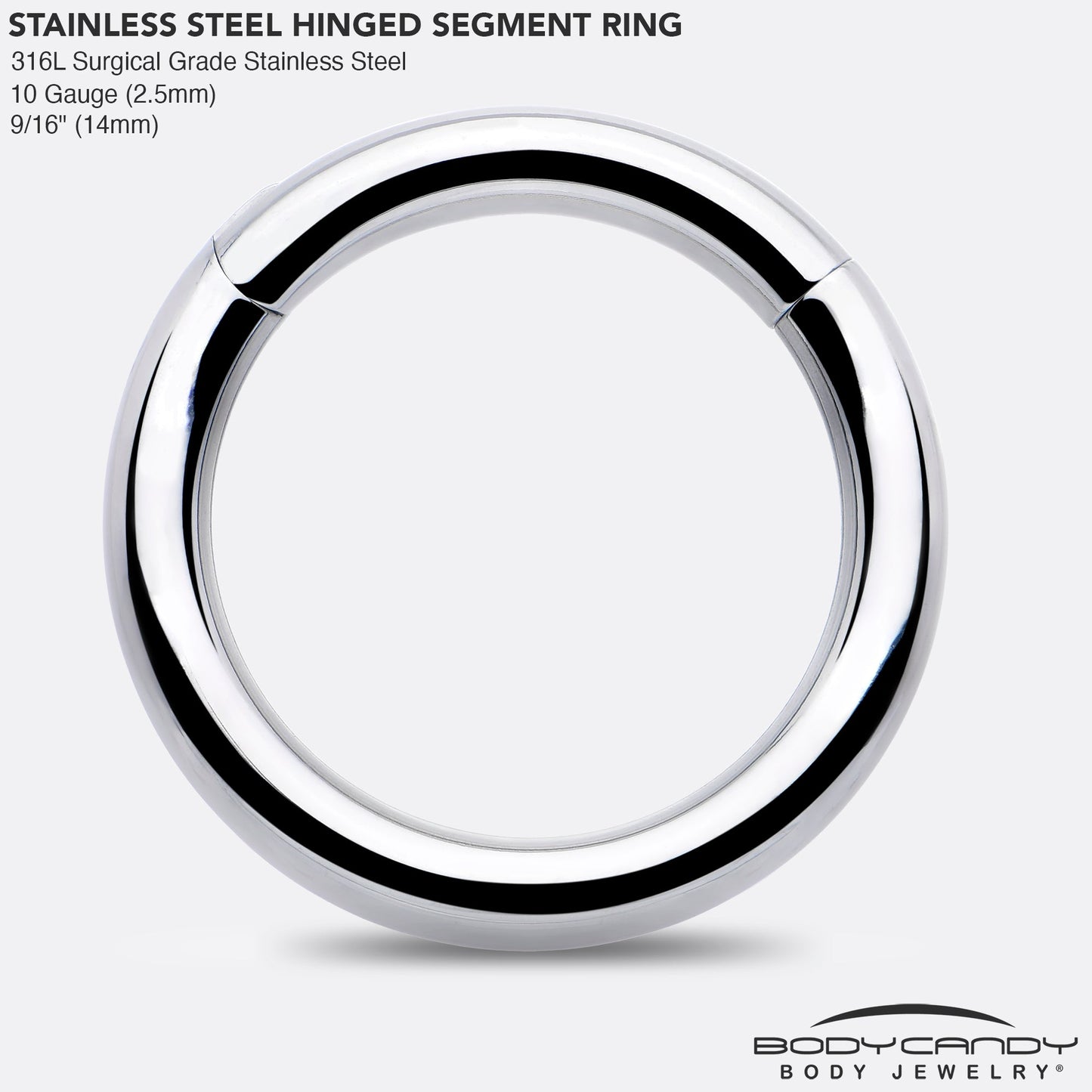 10G 9/16 316L Surgical Steel Precision Hinged Segment Hoop