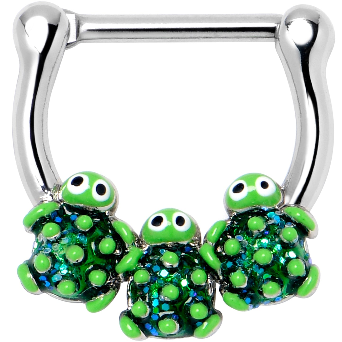 16G 5/16 Textured Turtle Trio Cartilage Clicker