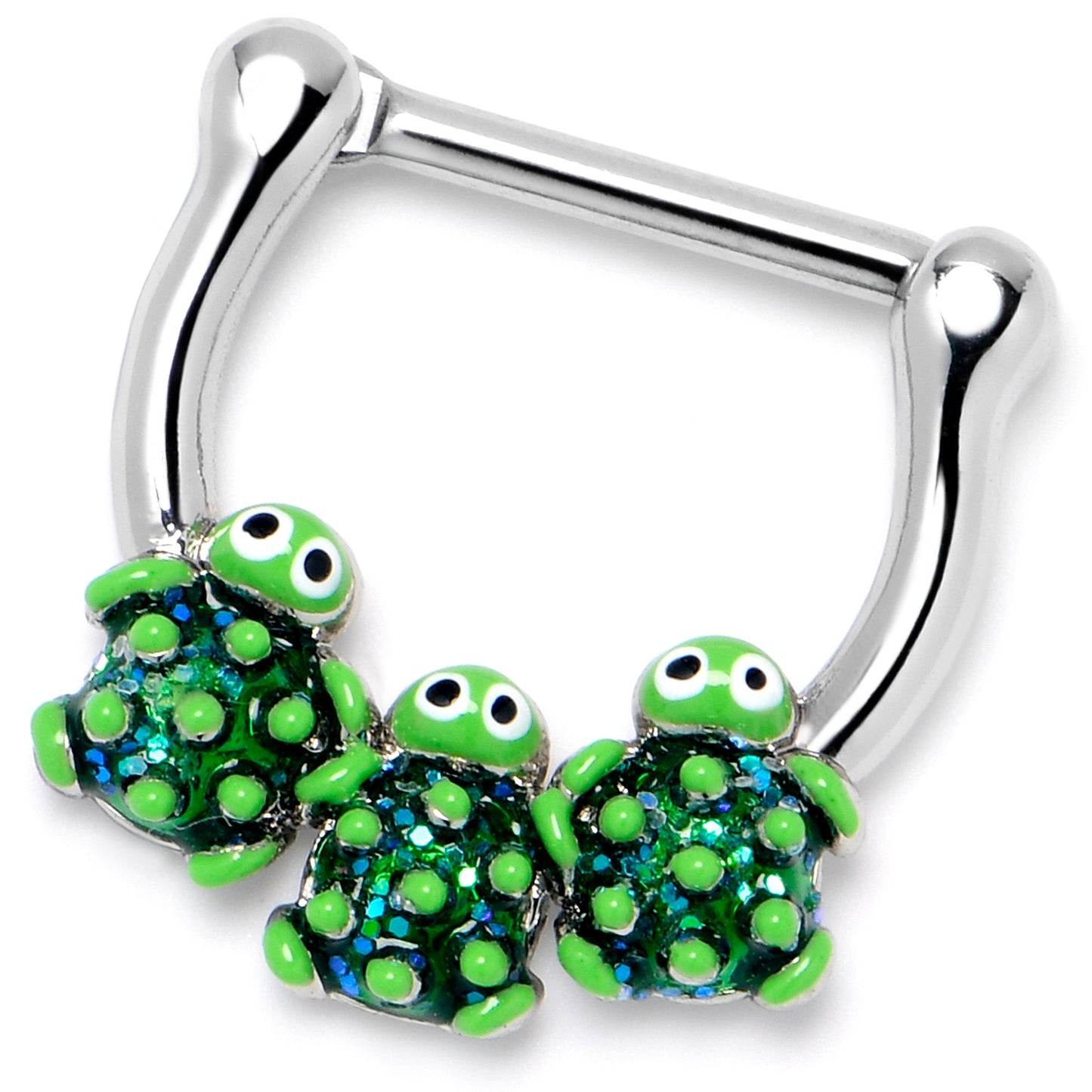 16G 5/16 Textured Turtle Trio Cartilage Clicker