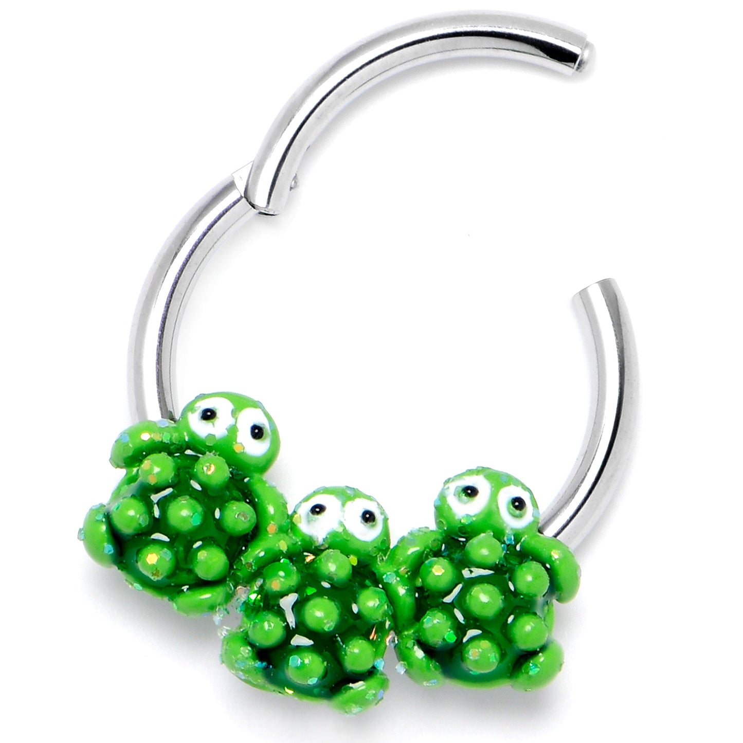 16G 3/8 Texture Turtle Trio Hinged Segment Ring