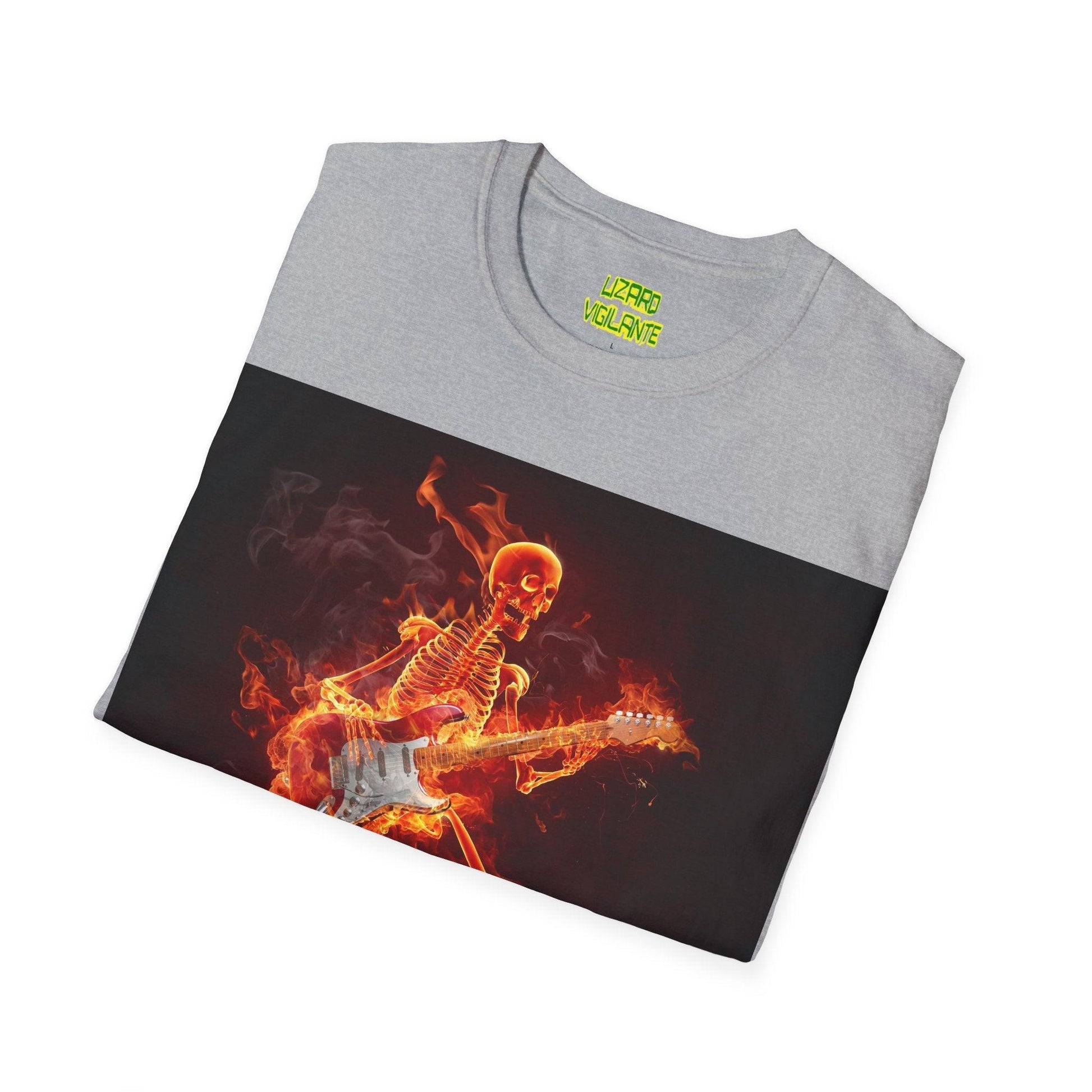 Fiery Guitarist Unisex Softstyle T-Shirt - Lizard Vigilante