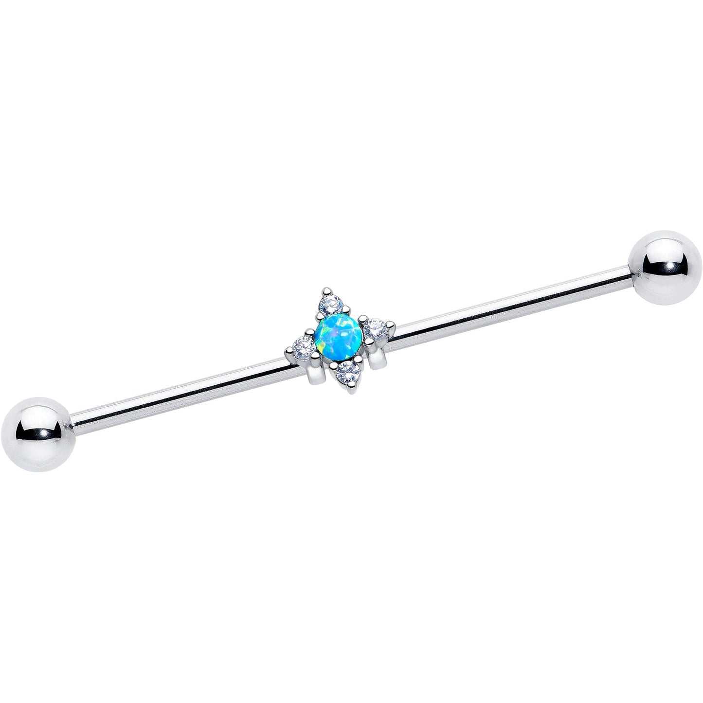 14G Blue Synthetic Opal Rhombus Star Industrial Barbell 38mm