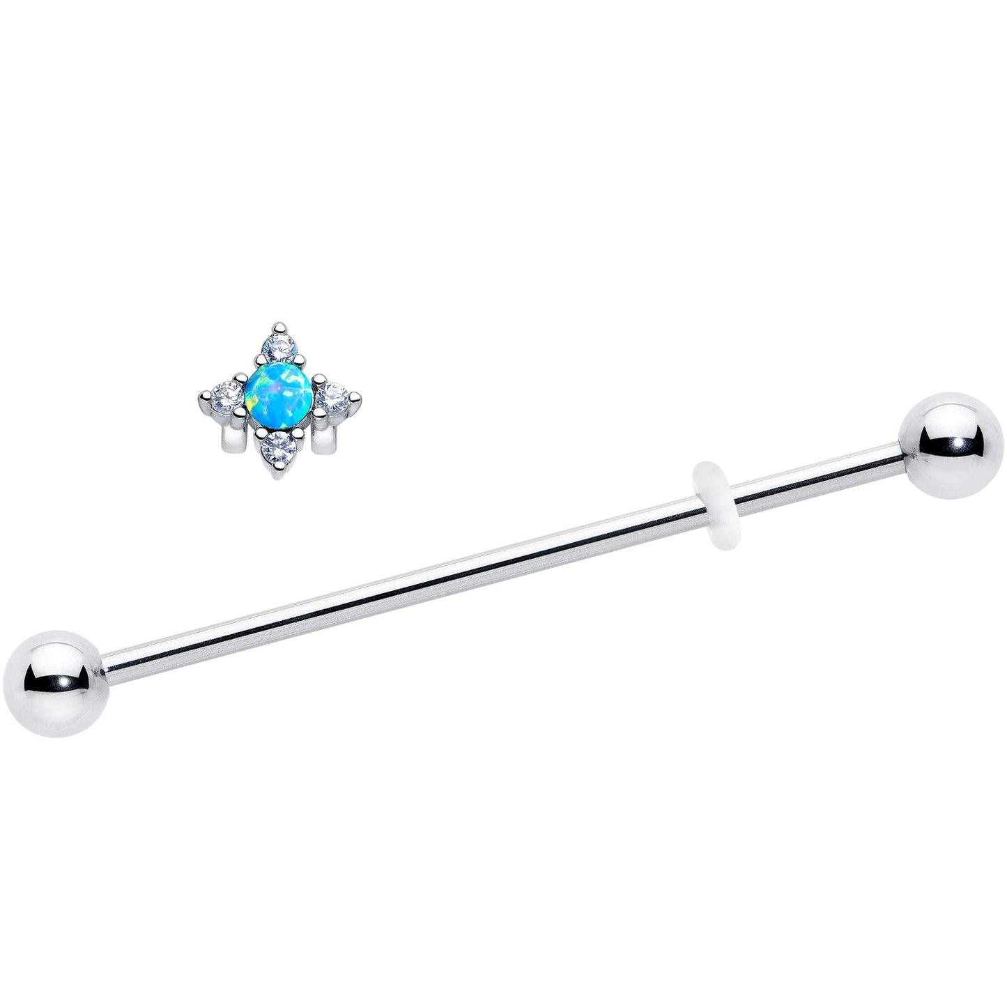 14G Blue Synthetic Opal Rhombus Star Industrial Barbell 38mm