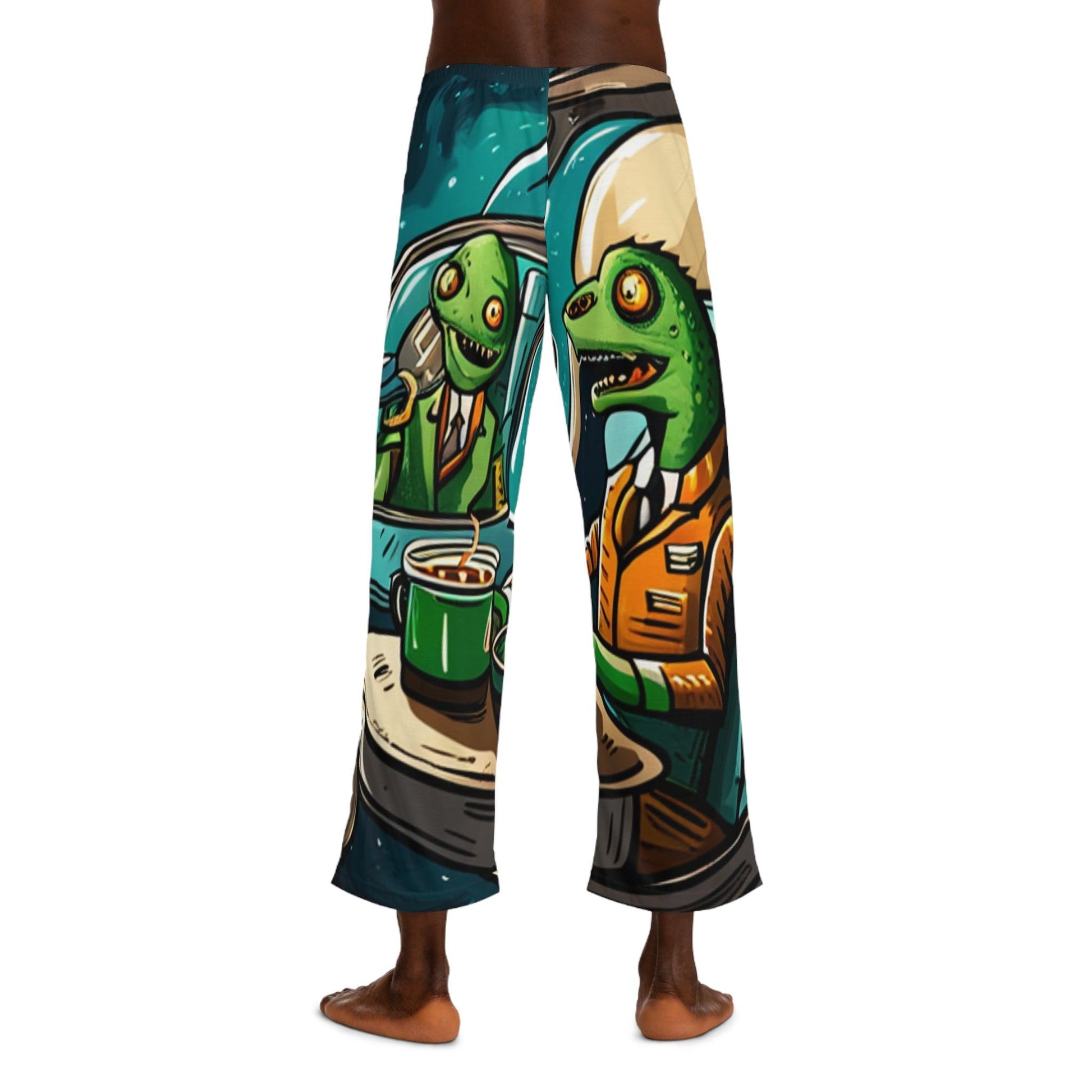 Lizard Vigilante Premium Coffee Break Pod Men's Pajama Pants (AOP) - Lizard Vigilante