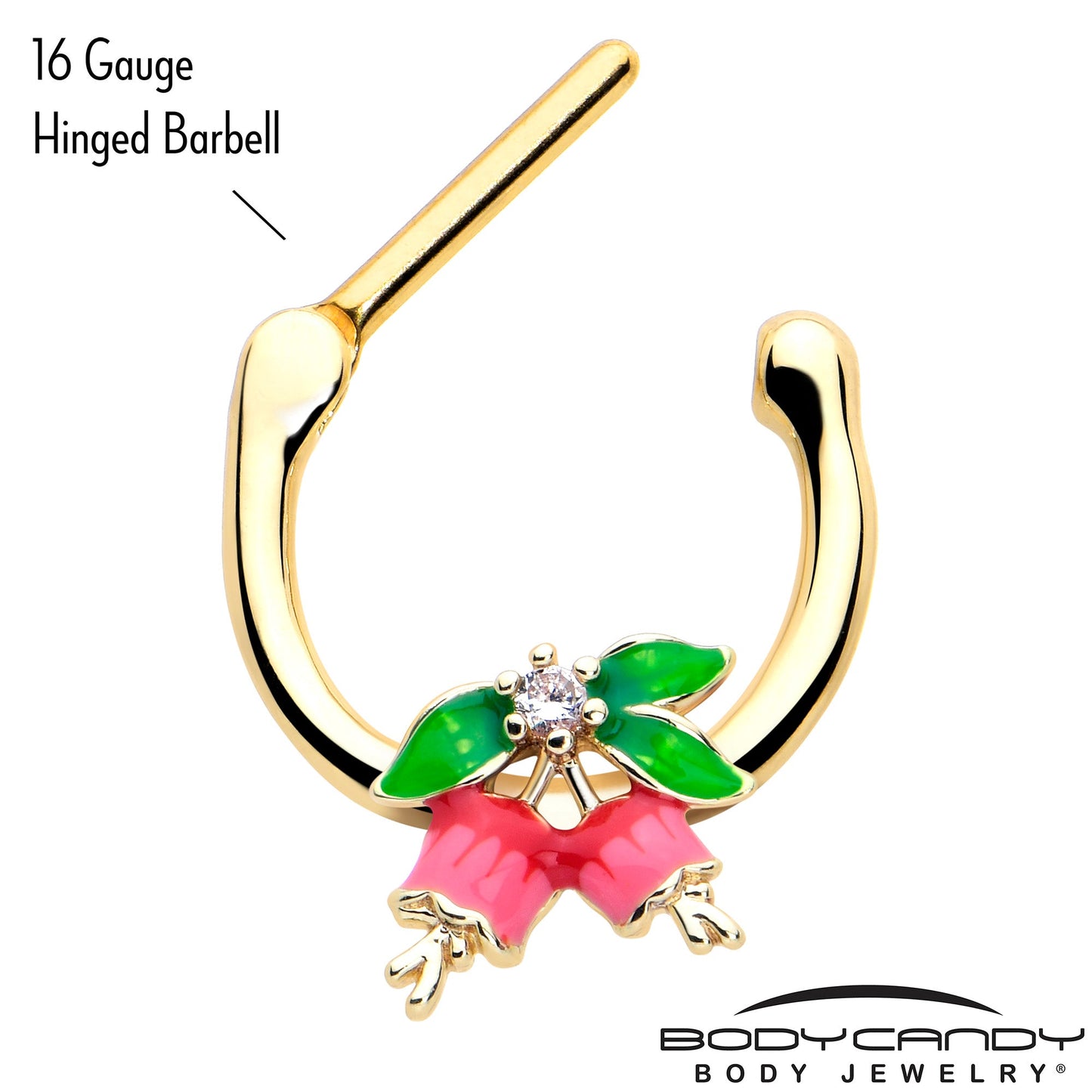 16G 5/16 Clear CZ Gem Gold Tone Bell Flower Cartilage Clicker